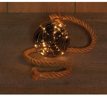 B.O. STER GLAS GOUD 19CM AAN 1M TOUW / 15LED WARM WIT 2XAA