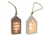 Haus-Anhänger beige/braun Filz LED 14,5cm 2-fach sortiert