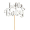 Packung mit 8 Holzsteckern ''hello baby'' weiß 9cm