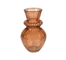Vaas glas ribbel bruin 11x18cm