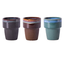 Kaffeetasse „Rippen“ Ø7,5cm 200ml 3-fach sortiert