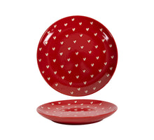 Frühstücksteller Herz allover rot/weiß Ø20,5x15,1cm