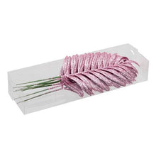 PET 8 glitzernde Palmenblätter/Drahtrose blush 16 cm