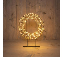 Metall-Kranz auf Fuß mit 1200 LEDs, Trafo, Timer und Dimmer, 44 x 8 cm