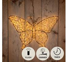 VLINDER METAAL 600LED FLASH IP44 TRAFO MET TIMER EN DIMMER 43CM  CLASSIC WARM