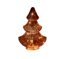 Weihnachtsbaum aus Glas mit 10 LEDs, 3x AAA Batterien, mit Timer, 15,5 x 9,5 x 24 cm, Bordeaux.