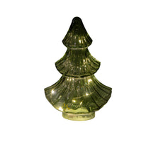 Weihnachtsbaum aus Glas mit 10 LEDs, 3x AAA Batterien, Timer, 15,5 x 9,5 x 24 cm, grün