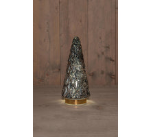 GLAS-WEIHNACHTSBAUM MIT 10 LED-LICHTERN, BATTERIEBETRIEBEN, MIT TIMER, 28,5 X 13 CM, ANTHRAZIT