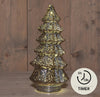 KERSTBOOMPJE GLAS 10LED 3XAAA BATTERIJ MET TIMER 13,5X26CM METALLIC ANTRACIET