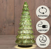 KERSTBOOMPJE GLAS DRAAIEND  20LED 3XAA BATTERIJ MET TIMER EN USB AANSLUITING 13,3X30CM METALLIC GROEN