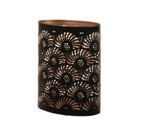 St. 1 Metall-Kerzenhalter ''Fächer'' oval schwarz/gold 12x8x15,5cm