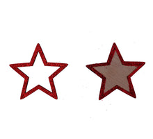 pb. 12 Holzsterne m/Glitter rot 6 cm