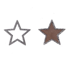 pb. 12 Holzsterne mit Glitzersilber 6 cm