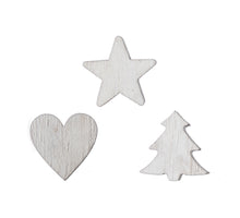ca. 48 Holzartikel, 3 Stück weiß, 2,5 cm