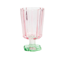 Glas blütenförmig rosa/grün D7,9x13,4cm