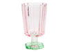 Glas bloemvorm roze/groen d7,9x13,4cm