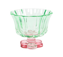 Glas Blumenform rosa/grün d10,8x9,3cm