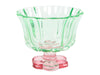 Glas bloemvorm roze/groen d10,8x9,3cm