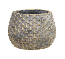 1 Stk. Zement-Blumentopf braun/gold Ø 14x10,5 cm