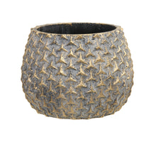 1 Stk. Zement-Blumentopf braun/gold Ø 16x12 cm