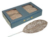 w/b. 48 sparkling deco leaves champagne 60x140mm