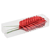 PET 8 sparkling palm leaves/wire red 16 cm