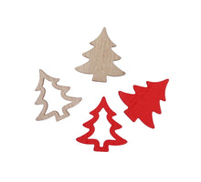 ca. 48 Holz-Bäumchen rot/natur 2,5 cm