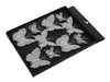 w/b. 10 feather butterflies/clip grey 5+8 cm