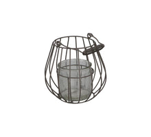 Metall-Drahtlaterne mit Glas Ø18x17/26cm Grau