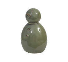 pc. 1 stoneware snowman green 8.5x7.5x13.5 cm