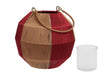 pc. 1 fabric lantern/hanging dark red/gold 19,5x17,5 cm