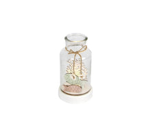 Glasflasche mit Holzszene und Licht 9,5x9,5x16cm Multi