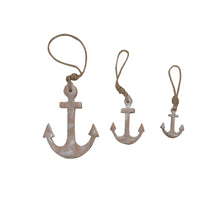 Mango wood anchor 8-16x6-11x3cm 3pc Burned/White