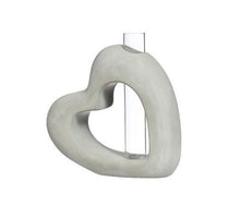 Offenes Zementherz mit Glasröhre L3,9 x B13 x H13,2cm