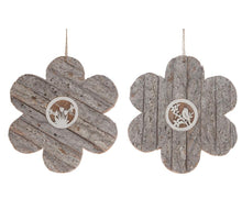 Holzblume mit Rindenaufhänger 25x25x1,5cm 1pc 2 sortiert Wh