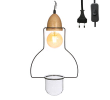 Metallrahmenlampe mit Holzlampe 220V l.28 b.11.5 h.45 cm