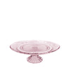 Glas-Kuchenplatte mit Fuß Ø18xH7,5cm rosa