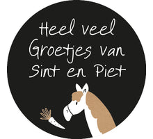 Rolle mit 500 Etiketten „Viele Grüße von Sinterklaas und Zwarte Piet“ Ø3