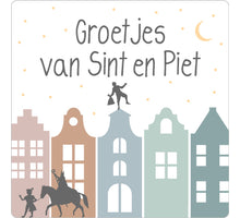 Rolle mit 500 Etiketten „Grüße von Sinterklaas und Zwarte Piet“ Ø35mm