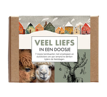 Wenskaartenset 7 stuks ''Veel liefs in een doosje'' Kerst