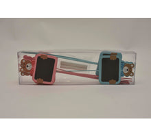 Krijtbordje/beertje rose/blauw 12 stuks