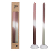 Dip Dye Kegel Kerze Ø2.2 h.34 cm rosa - oliv Set 2