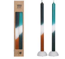 Dip Dye Kegel Kerze Ø2.2 h.34 cm Benzin - Olive Satz 2