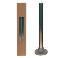 Tafelkerze moosgrün m.Goldspray Set/2 Ø2.1 h. 25cm