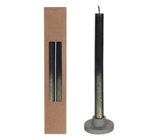 Tafelkerze schwarz m.Goldspray Set/2 Ø2.1 h. 25cm