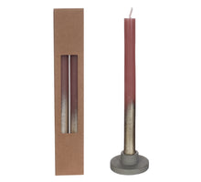 Tafelkerze mauve m.Goldspray Set/2 Ø2.1 h. 25cm