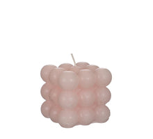 Bubble Kerze 8x8x8 cm weiß rosa