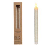 LED-Honigwaben-Kerzen-Set/2 Ø2,2 H 25 cm Creme