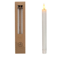 LED-Honigwaben-Kerzen-Set/2 Ø2,2 H. 25 cm weiß