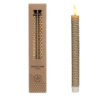 LED-Honigwaben-Kerzen-Set/2 Ø2,2 H. 25 cm Gold